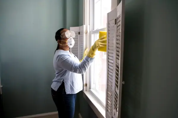Crew wiping window detail